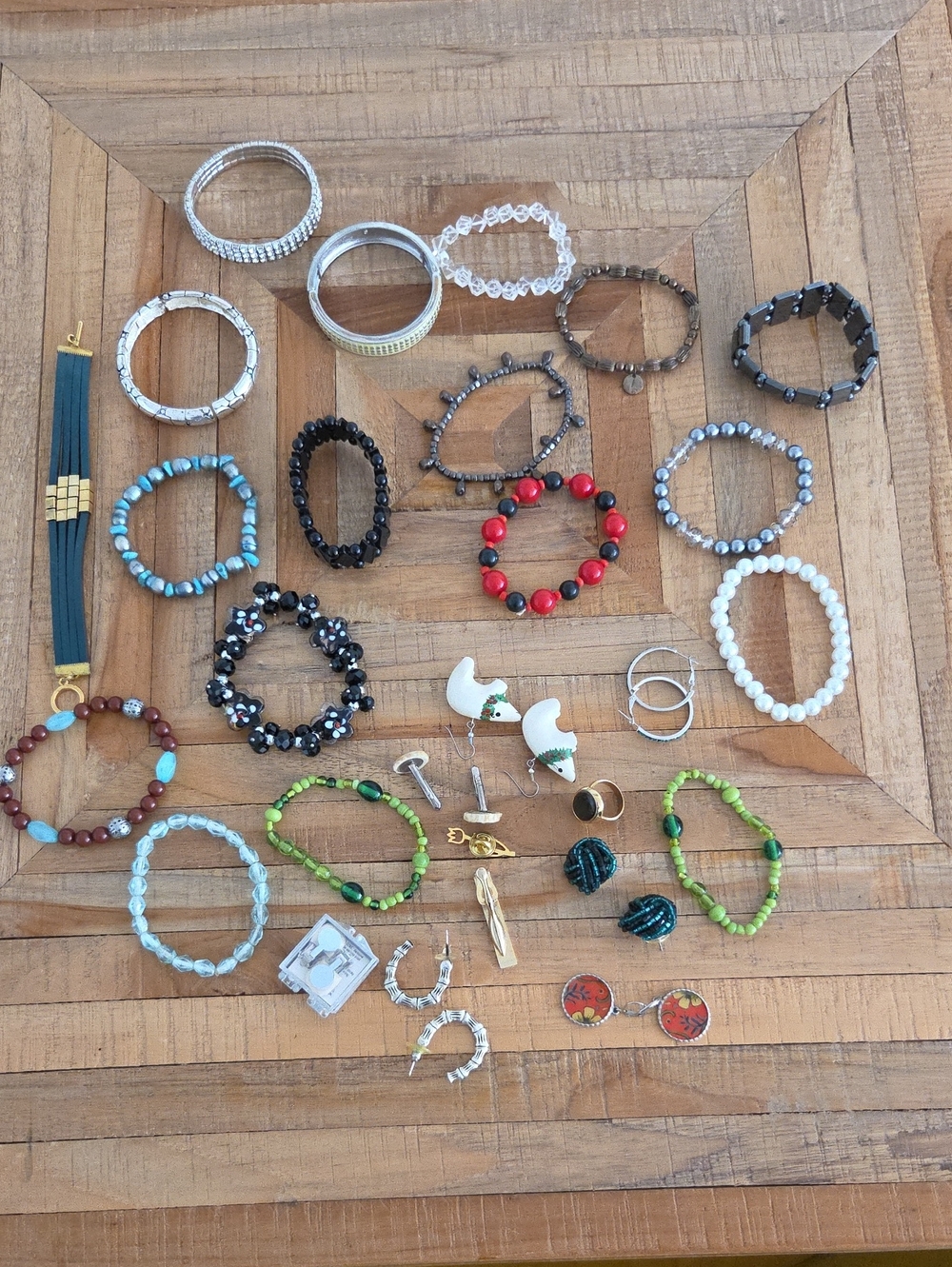 Mixed Bracelet and Earring Jewelry Lot All Wearable - Assorted Colors